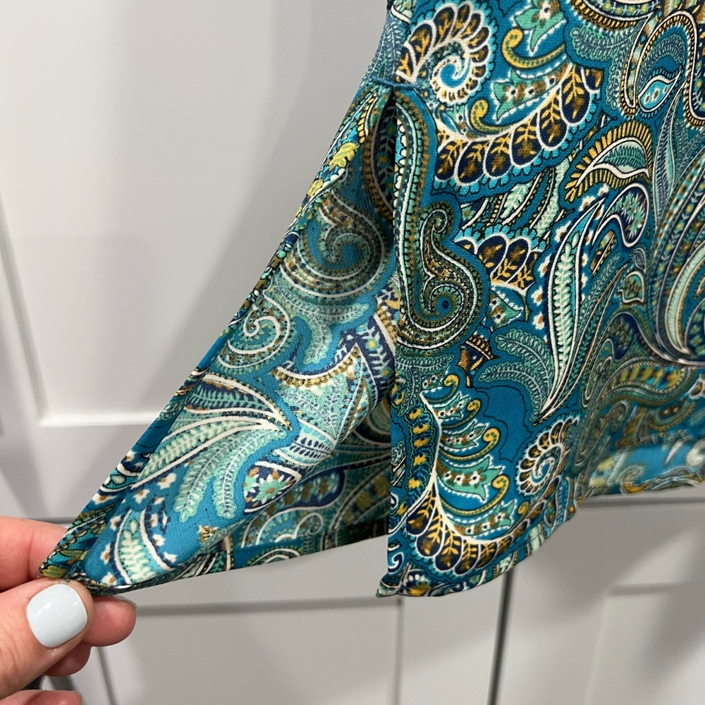 Beautiful✨ J. Jill Paisley Print Women's Top - Blue and Green 2x - Picture 2 of 5